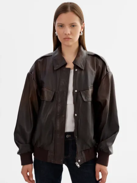 Lamarque Leather Bomber Jacket